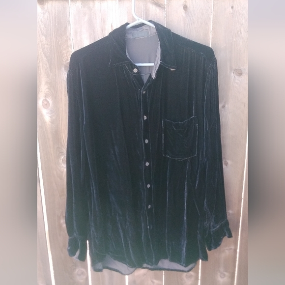 CP Shades Tops - CP Shades Vintage Silk Velvet Blouse Top Shirt Black M Pocket Tunic